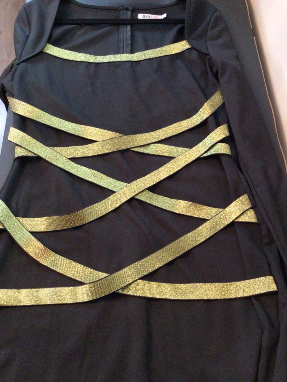 Just Fab women’s size XL bodycon gold and black dress in new like condition